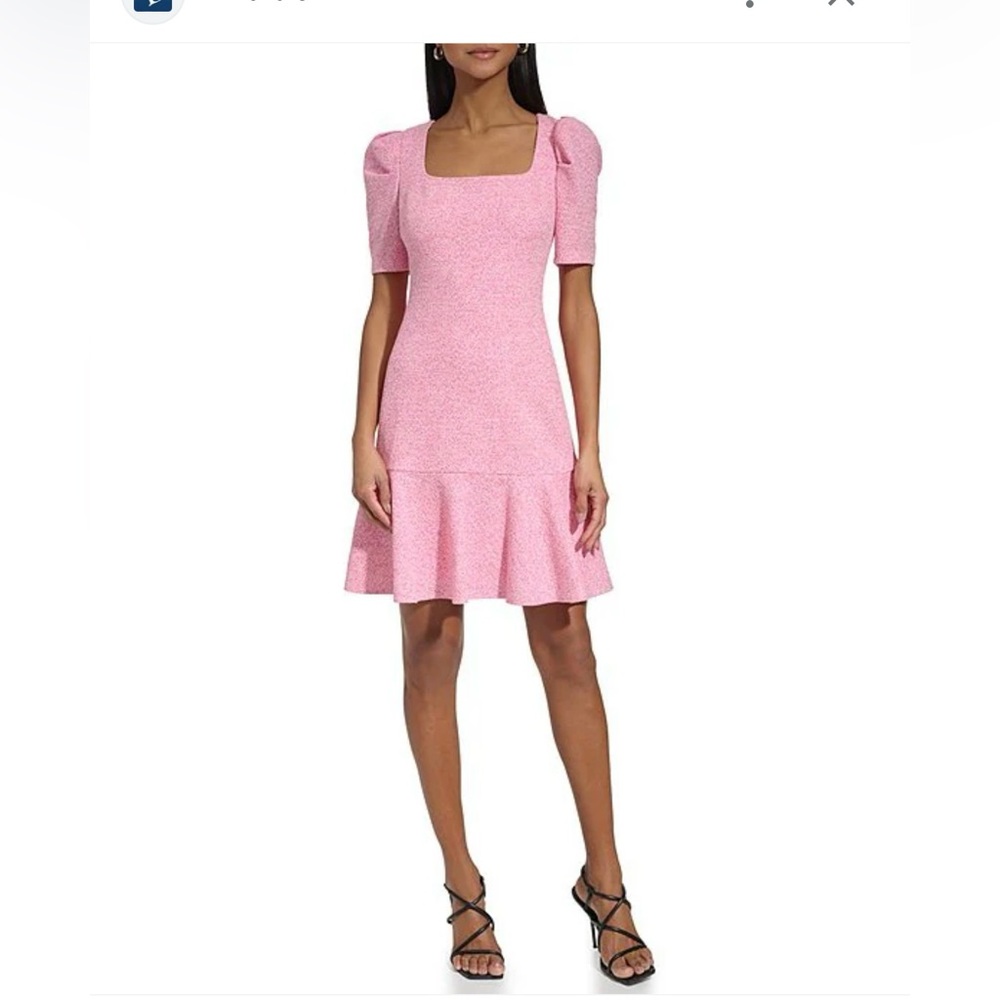 KARL LAGERFELD PARIS
Jacquard Knit Square Neck Short Puff Sleeve Dress size 12